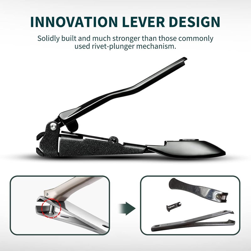 VANWIN Nail Clippers with Catcher, No Splash Fingernail Toenail Clippers with Sharp Curved Blade and Glass Nail File, Wide Jaw Opening Stainless Steel Nail Cutter Trimmer for Seniors Adult Men Women - Image 4
